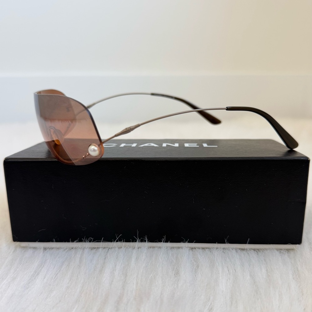 Authentic RARE vintage Chanel 4054 rimless gradient peachy orange sunglasses - Picture 6 of 10